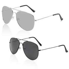 SAIIURV 2 Pieces Kids Aviators Police Costume Sunglasses, Metal Frame Pilot Glasses for Boys Girls, UV Protection Retro 80s Shades Aviators Accessories for Cosplay Party Festival Fancy Dress