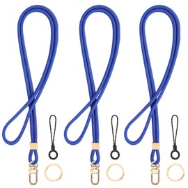 Segus Llavero Colgante Cuello Llaves, 3 Piezas Lanyards con Hebillas Giratorias Metálicas, Cinta Cuello Llaves (Dark Blue)