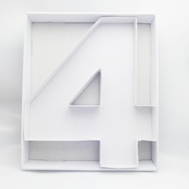 QRQR 15.7Inch Cardboard Charcuterie Board Number Paper Mache Cutout Box Food Sweet Container Tray With Clear Cover (number4)