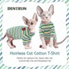 DENTRUN Hairless Cats Shirt Breathable Cat Daily Wear Clothes Stripe