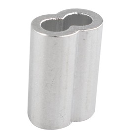 Futheda 25 pcs Aluminum Crimping Loop Sleeve Clips with Double Ferrules/Holes for 5.0mm Cable Wire Rope Silver Tone
