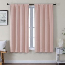 Gwine Blackout Curtains for Living Room 63 Inch Long, Thermal Insulated Window Treatment Black Out Curtains for Bedroom Decor with Rod Pocket, Each 40" Wx63 L, Blush Pink, 2PCS