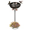 OUISJYER Bird Bath with Planter for Outdoors,Pedestal Metal Birdbaths with