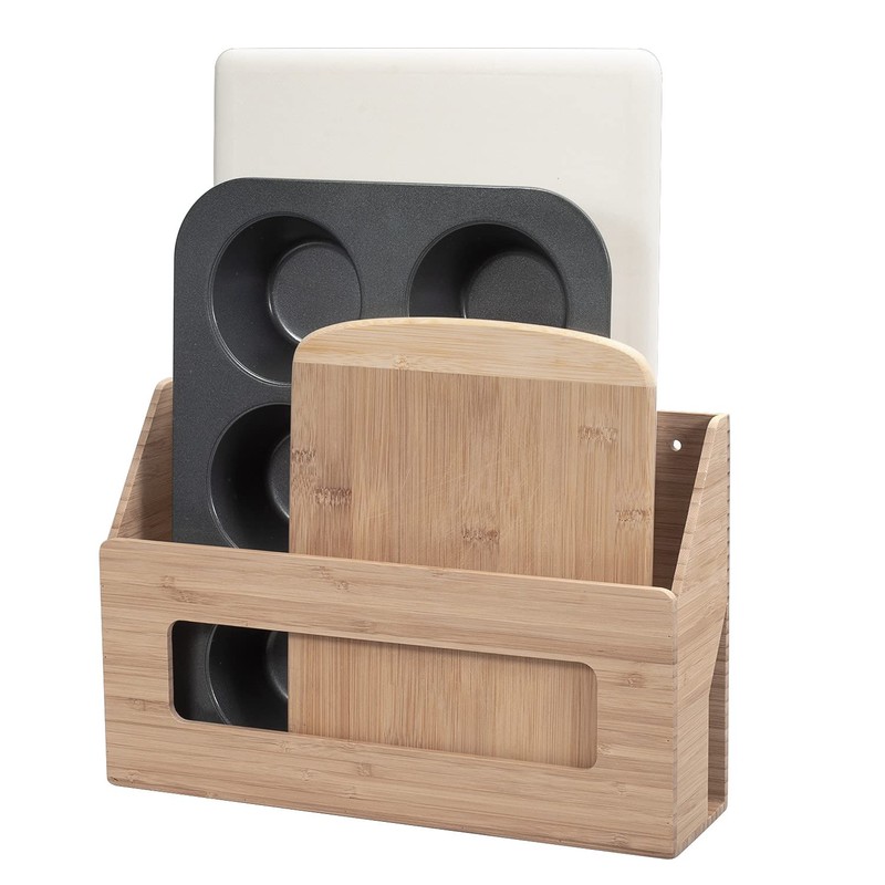 Bamboo Wall Mounted Kitchen Organizer & Holder for Foil, Wax
