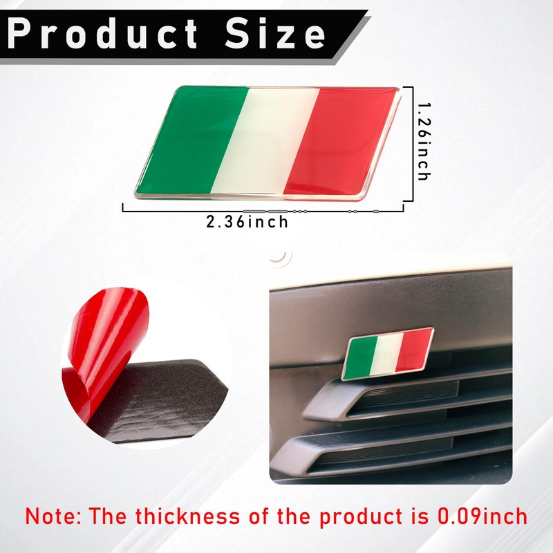 Ziciner 3D Italian Flag Emblem Badge with L Shaped Mounting