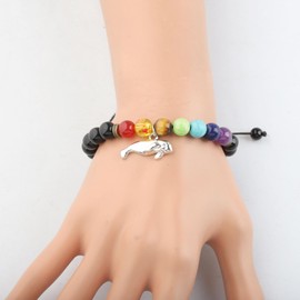 FEELMEM Manatee Gift Ocean Animal Lover Gift Manatee Charm Good Luck Bead Bracelet Sea Cow Jewelry
