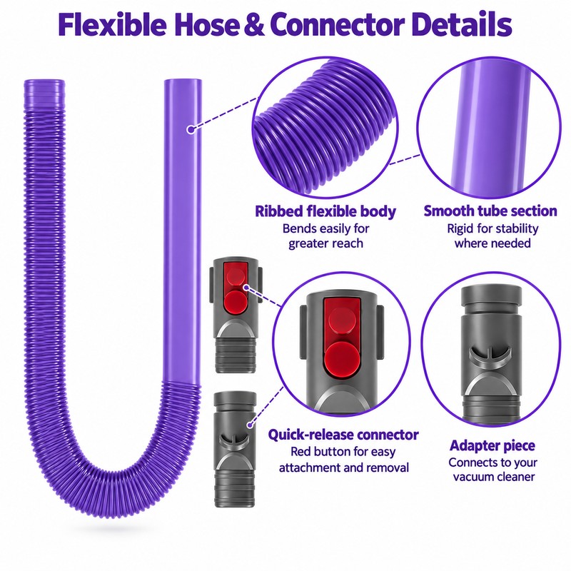 Dryer Vent Cleaning Hose for Vacuum Use – Flexible Crevice