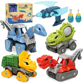 5 Pack Take Apart Dinosaur Set with Electric Drill, Construction Building Toy for Boys, Ideal Xmas Birthday GiftColor: colorful
