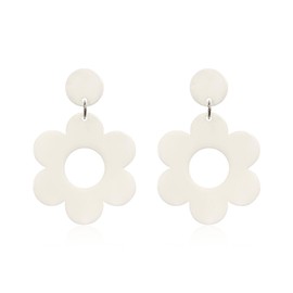 YUNXI Acrylic Flower Earrings Daisy Drop Dangle Earrings For Women Y2k Resin Floral Earrings 60/70s Retro Flowers Earrings With Box (White)