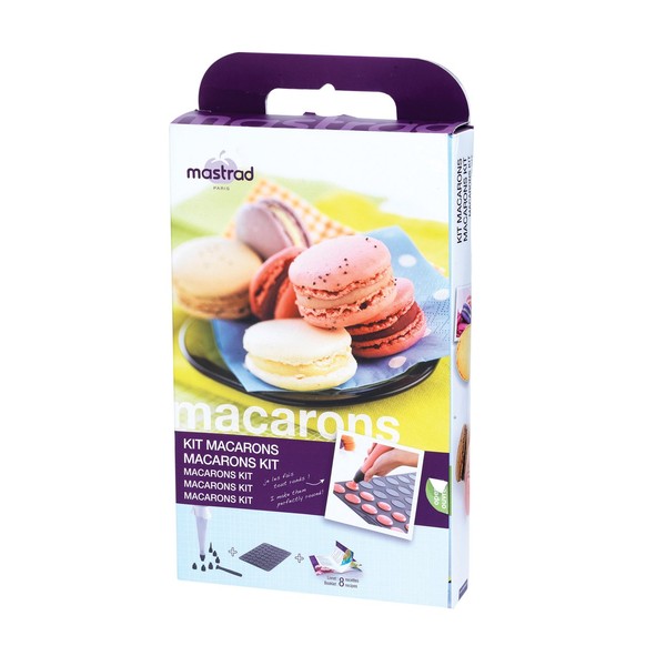 Mastrad - Kit per Macarons: 1 Stampo per Macarons + 1 sac à Poche + 1 Libro di Ricette