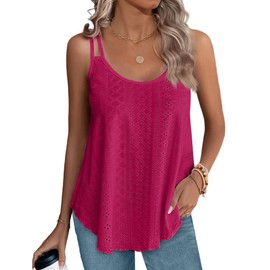 XIEERDUO Summer Tops for Women 2024 Casual Dressy Spaghetti Strap Camisole Tank Tops Plus Size Outfits Rose XL