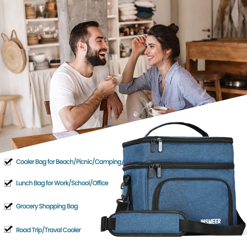 INSMEER 16L Lunch Bag, 2 Decks Lunch Box for Work