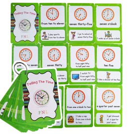 Richardy 20 Analog Clocks Telling Time Flashcards Educational Learning Toys Toddlers Kids Learning Pocket Cards Kindergarten Supplies