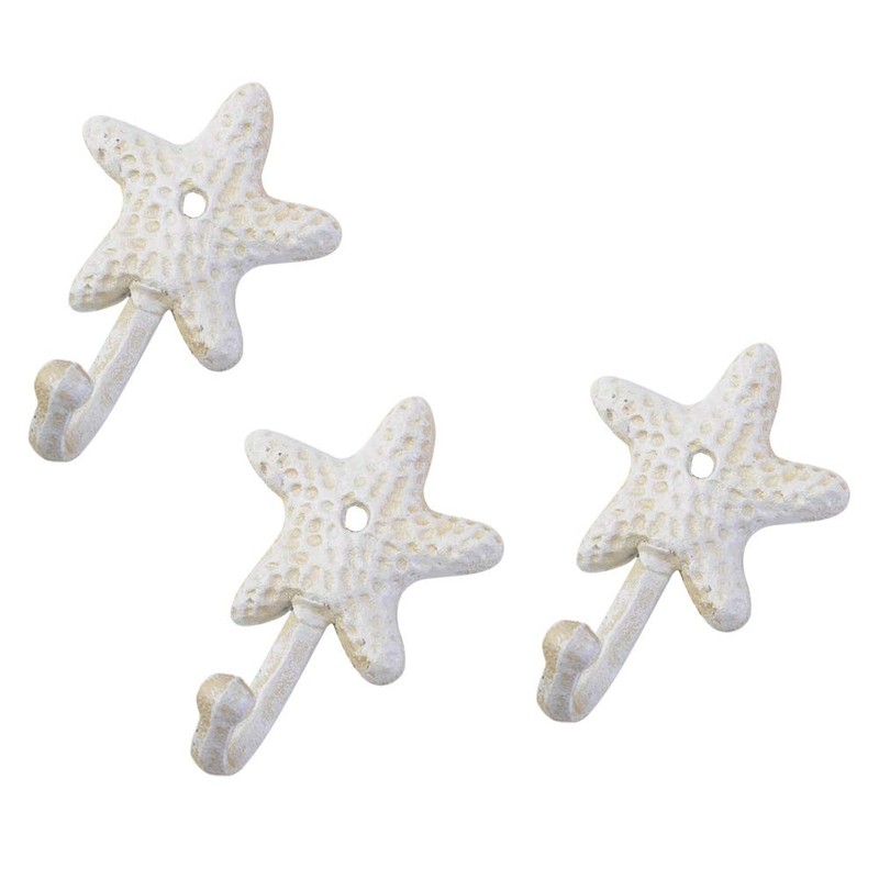TOPBATHY 3pcs Wall Hooks Sea Star Shape Wall Mounted Decorative