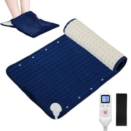 Electric Foot Warmer & Heating Pad 2 in 1, JOBYNA Extra Large Heat Therapy Pad for Pain Relief with Belt, 30-70°C & 10-90min Adjustable for Home and Office (45 x 70 cm)