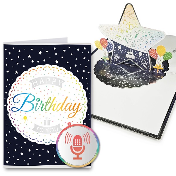 3D Pop Up Birthday Card with Recording Function, 1 Minute