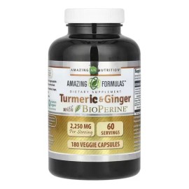 Suplemento Amazing Formulas Cúrcuma Jengibre Bioperine 2250mg 180c