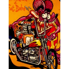 RAT FINK STICKER “HOT ROD & FAT BOB” 3“X 4”KICK ASS STICKER LIMITED VERY CLEAN!!