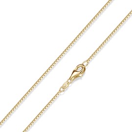 MATERIA by Matthias Wagner Women's Venetian Chain 1 mm Silver 925 Gold-Plated in 5 Lengths, Sterling Silver