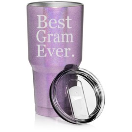 Vaso de acero inoxidable de 30 onzas, aislado al aspiradora, taza de viaje Best Gram Ever Grammy Grandma Grandmother (purpurina morada)