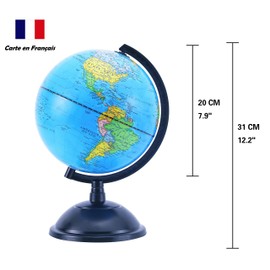 EXERZ 20 cm Globe Education Rotatable - Educational/Geographical/Modern Desk Decoration - for School, Home and Office - Diameter 20 cm
