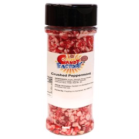 Crushed Peppermint Candy Pieces, Red & White, Mint Flavored Bits for Baking, Toppings, Decorating, and Holiday Treats, 5.1 Oz in Reusable Jar