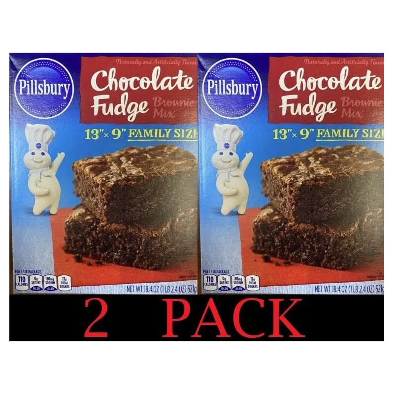 Pillsbury 2x Pillsbury CHOCOLATE FUDGE 13" X 9" Family size