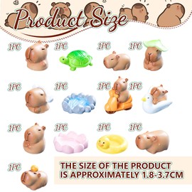 GlamRays Mini Capybara Figurine 13 Pieces Small Capybaras for Dashboard Dollhouse Miniatures Mini Hard Resin Animals for Fairy Garden Home Decoration Capybara