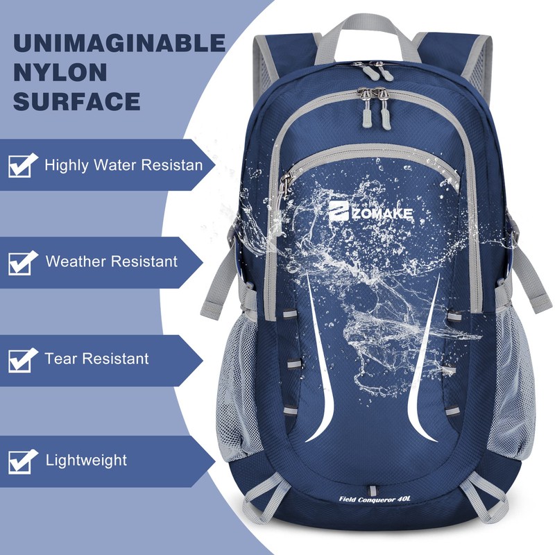ZOMAKE 40L Foldable Backpack Lightweight Rucksack,Packable Small Backpacks Water Resistant