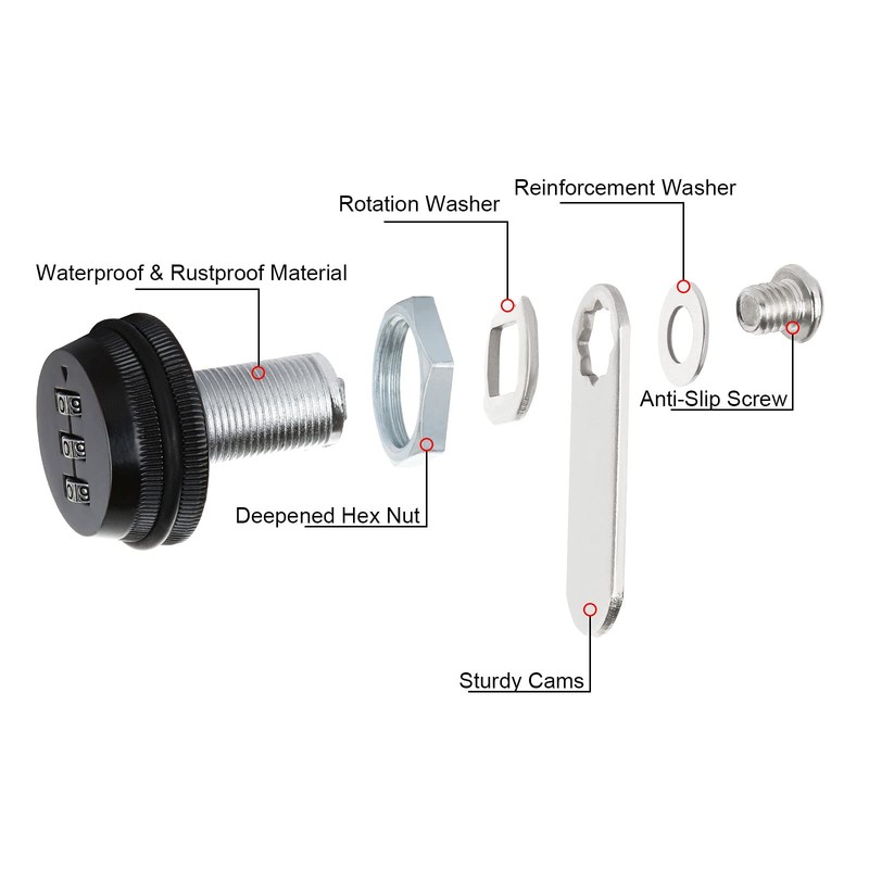 JMIATRY 4 Set Combination Cam Lock 1-1/8 Inch Cylinder Password