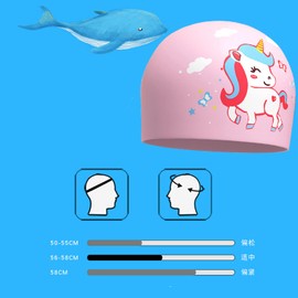 WUBAYI Badekappe Unisex Badekappe wasserdichte Badekappe Silikon Badekappe Elastische Badekappe Cartoon Kinder Badekappe Schutz Badekappe für Kinder Kinder Jungen Mädchen (pink)