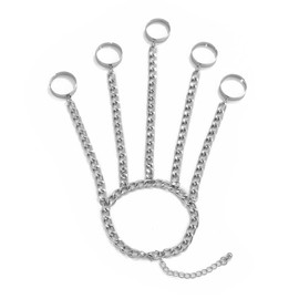 Impurain Metal Finger Ring Bracelet for Women Adjustable Chain Rings Hand Harness Bracelet Jewelry Gift Cosplay Accessories (Silver)
