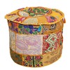 DK Homewares Indian Round Stool Patchwork Embroidered Cotton with Removable
