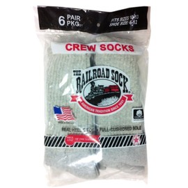 RAILROAD SOCK Crew Socks, Set of 6 Pairs (Gray)