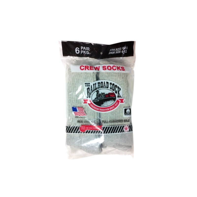 RAILROAD SOCK Crew Socks, Set of 6 Pairs (Gray)