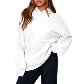 PRETTYGARDEN Womens Oversized Hoodies Fleece Sweatshirts Fall Fashion 2025 Long Sleeve Pullover Tops Y2k Winter Clothes (White,Large)
