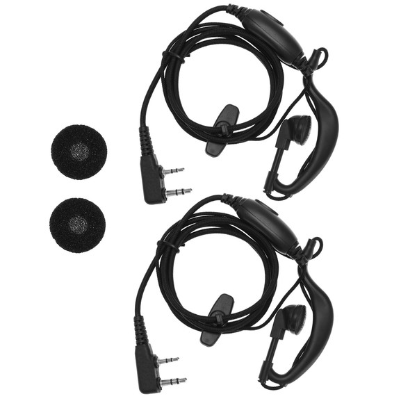 ECSiNG 2PCS G-Shape Walkie Talkie Earpiece with PTT Mic Microphone