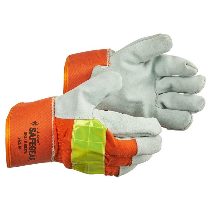 SAFEGEAR, High Visibility Winter Gloves, Split Cowhide Leather Palm, Reflective,