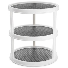 Yesland 3 Tier Lazy Susan Turntable - 12'' Round Tiered Rotating Kitchen Spice Organizer and Non-Skid Organization Storage Container - Tiered Tray for Fruit, Snacks, Cosmetic, Pantry, Bathroom(Grey)