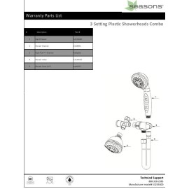 Seasons 534892 Fixed & Handheld Showerhead Design Combo w solid brass 2way diver