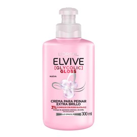 LOreal Paris, Elvive Crema Glycolic Gloss Para Peinar, Con cido Gliclico, 300 Ml, 1 Unidad