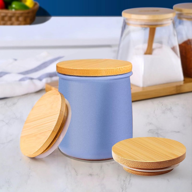 Yogurt Jar Lids for La Fermiere - 6pack Bamboo Jar