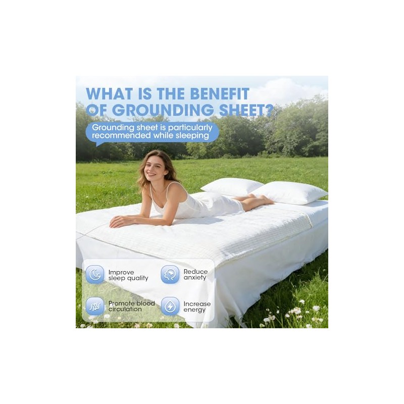 Grounding Sheet for Sleep Wellness, 203x99cm Earthing Mat with Silver