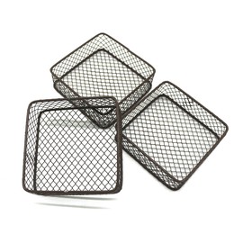 CVHOMEDECO. Mini cestas de almacenamiento de alambre de metal, computadora y estantes, organizador de baratijas, ideal para almacenar especias, regalos o regalar. Juego de 3 unidades. (Cuadrado