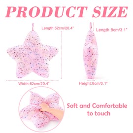 Gloveleya Star Shaped Plush Pillow with Golden Star Shine, Cute 3D Star Cushion for Bedroom, Sofa, or Chair, Aesthetic Decorative Pillow, Cozy 15-Inch Accent Pillow (Pink).