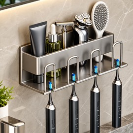 Wall Mounted Toothbrush Holder for Bathroom Organization – No-Drill Toothpaste Storage Rack for Space-Saving Daily Use