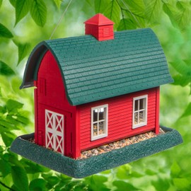North States Village Collection Large Red Barn Birdfeeder: Easy Fill and Clean. Squirrel Proof Hanging Cable included, or Pole Mount (pole sold separately). Extra Large, 8 pound Seed Capacity (10.25 x 14.5 x 13.25, Red)