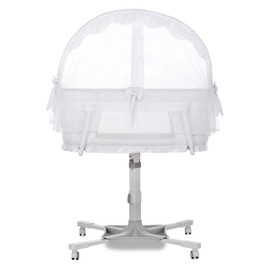 Dream on Me Breeze Swivel Baby Bassinet in White, 4 Adjustable Height Positions, Sturdy and Lightweight Portable Bassinet, Breathable Mesh Sides with Waterproof Mattress Pad