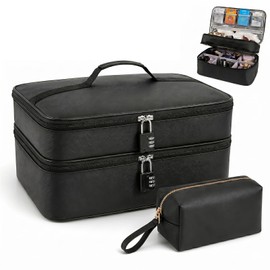 Discreet Lockable Storage Bag for Private Items, Large 2-Layer Smell Proof Organizer Case with Combination Locks, Private Toy Storage Box with Detachable Travel Pouch for Bedroom, Home & Travel