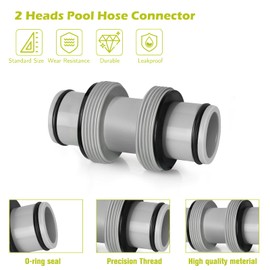 Filter Pump Hose Connector, Kardeep Pool Hose Connector 1.5" to 1.5", Hose Connector Coupling for Pool Hose Adapter and Filter Pumps - 2 Heads